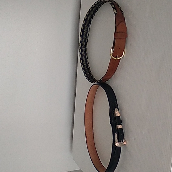 Lot of 2 women\'s 3D leather western belts black & brown size 36 main image 10